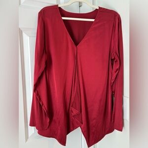 Elegant Red V-Neck Women's Top Size 16